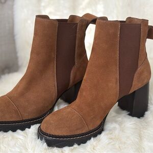 See By Chloe Tan Suede Heeled Boots